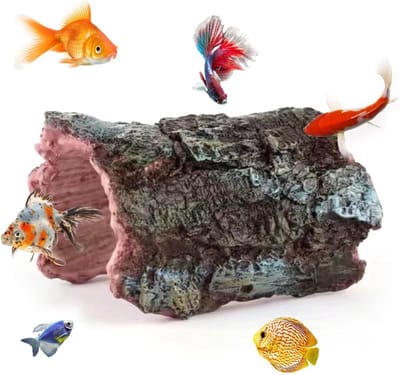 Aquarium Decoration Hollow Tree Trunk Resin Decoration Aquarium Decoration for Reptile Hiding or Betta Fish Swimming - ShopVlot