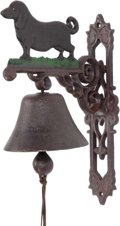 Gietijzeren Wandbel met Hondje, 33 cm, Antieke Stijl, Decoratieve Deurbel voor Buiten