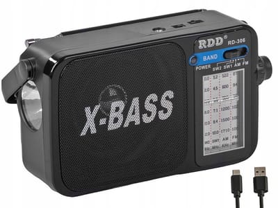 Nexara - Draagbare Noodradio - Radio op Batterijen - Incl. Zaklamp - Zwart