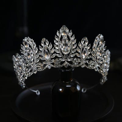Nouvelle Couronne de Reine Coiffure de Mariée Mariage Couronne Luxueuse Grande Circonférence de Tête Accessoires pour Cheveux Accessoires de Robe de Mariée Principale Anniversaire gray