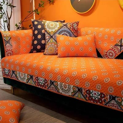 Cirkelpatroon Antislip Sofa Kussen Rugleuning Handdoek Geruit Patchwork Patroon Sofa Handdoek Landelijke Stijl Puur Katoenen Bankhoes 70x70cm 1pcs