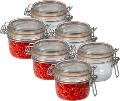 Le Parfait Voorraad/weckpot - 6x - glas - transparant - 7 x 7 cm - 125 ml