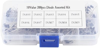 Dailygoods - 200 stks Gelijkrichter Diode Assortiment - 1N4001-1N4007 en 1N5817-1N5819 - Handige opbergdoos - Perfect voor elektronica - Hoog rendemen...