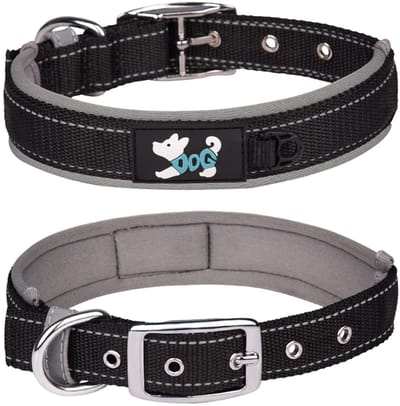 Dailygoods- Halsband Zacht Neopreen - Verstelbaar - Reflecterend - Nylon - Voor Grote Honden - Maat XL (58-68cm) - Hondenhalsband