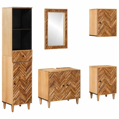 vidaXL - Badkamerkast - set - 5 - st - Massief - Mango - Hout