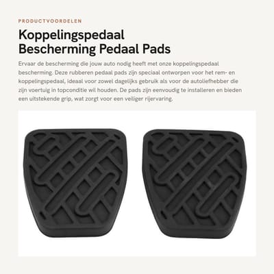Dailygoods- Koppelingspedaal Bescherming - Pedaal Pads - Rempedaal Rubber Pad - Koppeling/Rem Pedaal - Voetrem Pedaal - Automotive grade thermoplastisch rubber - Pedaalrubber