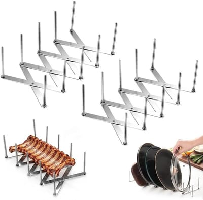 Stainless Steel Pan Lid Houder - 2 Stuks, Verstelbare Opberghouder voor Deksel, Keuken Organizer en Ruimtebesparende Oplossing voor Kookgerei