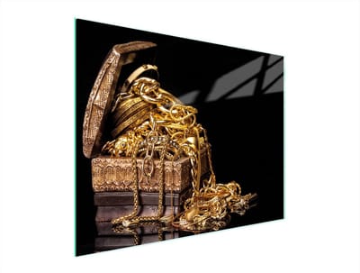 TMK ArtDeko Serie - Snijplank van Gehard Glas - 52x40 cm - Gouden Design - Silicone Anti-slipvoetjes