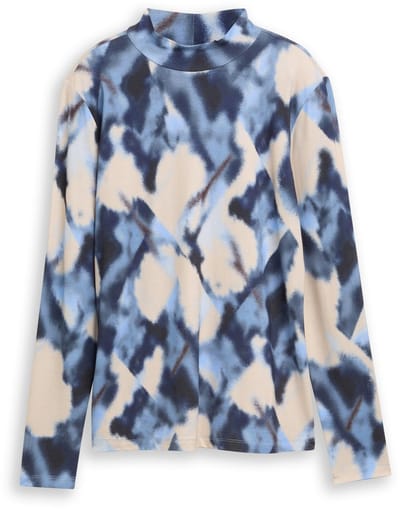 Tom Tailor - Slim fit shirt met lange mouwen en patroon - Maat XL - blue blurry argyle