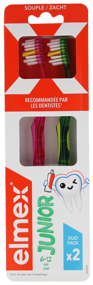 Elmex Junior Zachte Tandenborstels Duo Pack 6-12 Jaar (Kleur : Roos)