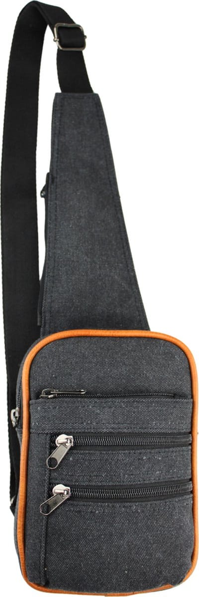 Fana Bags - Crossbody Tas Heren Canvas - Zwart - Slingbag Heren - Crossbody Rugzak Canvas- Cross body Schoudertas Heren