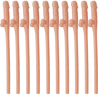 Piemel rietjes - Beige - Herbruikbaar - Vrijgezellenfeest - Piemel decoratie - Penis rietjes