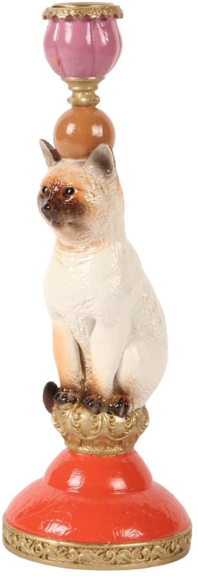 Baroque - Kandelaar - Kandelaar Kat 26 cm - Multi - Resin - 26x9.5x9.5 - Polyresin
