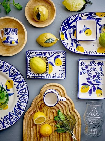 Bloomingville Serveerschaal aardewerk blauw Maxima 29cm