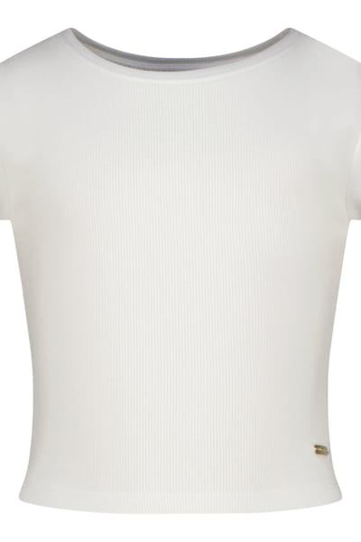 Vingino Basic-crop Rib Tee Real White Maat: 8 | T-Shirts Outlet | Unisex | Wit