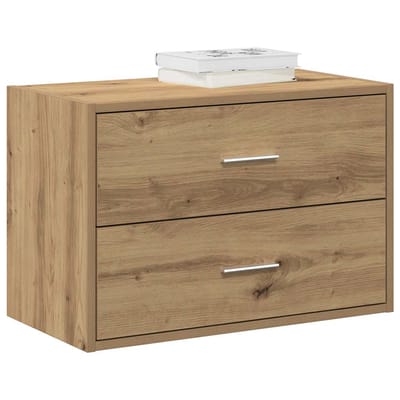 vidaXL - Kast - met - 2 - lades - 60x31x40 - cm - bewerkt - hout - artisanaal - eikenkleur