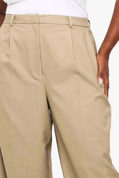 boohoo Dames Plus op maat gemaakte naaddetail rechte pijp broek | Stone | Maat: 16