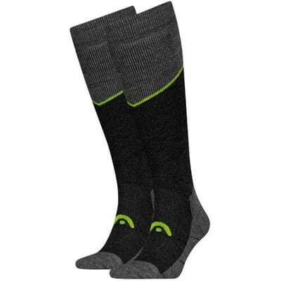 HEAD Skisokken Kneehigh - 2 paar - Grey Melange / Lime - Maat 35/38