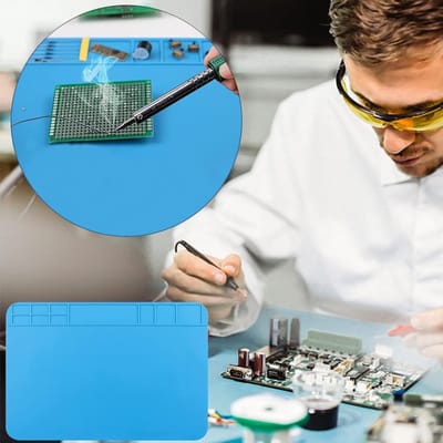Siliconen Soldermat voor Reparatie, Hittebestendige Werkbankmat tot 500°C, Ideaal voor Horloges, Telefoons en Laptops (34 x 23 cm)