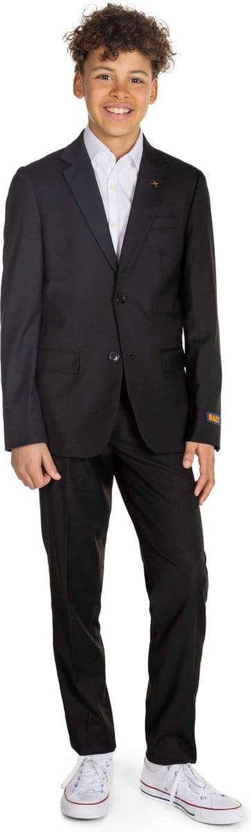 OppoSuits Daily Deep Black - Casual Tiener Pak - Voor Bruiloften, Schoolfeesten en Casual Chic - Inclusief Pantalon en Blazer - Zwart - Maat: EU 134/140 - 10 Jaar