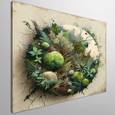 Abstract mos schilderij | Mystieke verwevenheid van chaos en harmonie, de essentie van schoonheid | Kunst - 100x100 centimeter op Canvas | Foto op Canvas