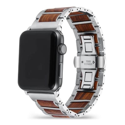 Apple Watch-bandje - walnotenhout en staal 38-41 mm