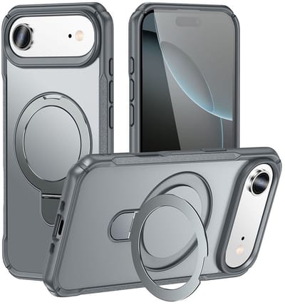 Mobiq - Magnetisch Ringstand Magsafe Hoesje geschikt voor iPhone 17 Air - grijs