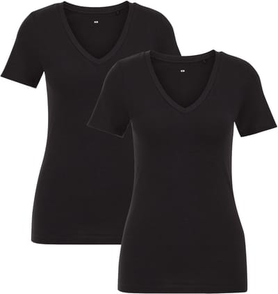 WE Fashion Dames T-shirt met V-hals, 2-pack