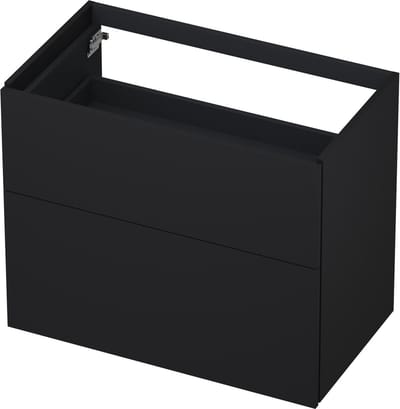 INK® wastafelonderkast 2 laden greeploos push to open gelakt 80x45x65cm, mat zwart