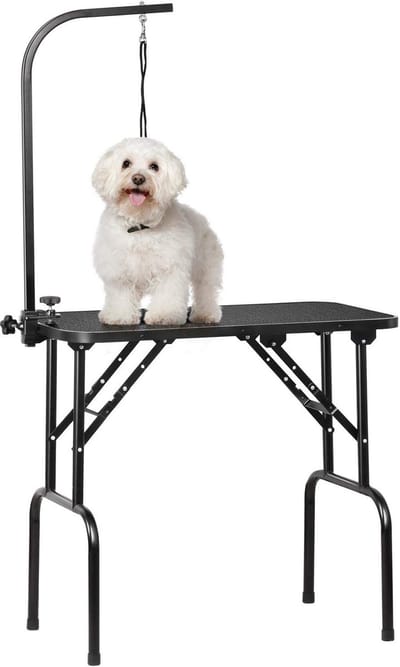 Yaheetech Hondenverzorgingstafel, trimtafel voor honden, hondenkapperstafel, hondenbadtafel, poedel vachtverzorging, hondentafel, in hoogte verstelbaar, antislip, tot 100 kg belastbaar