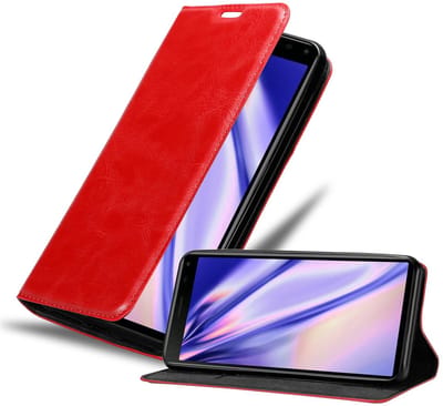 Cadorabo Hoesje geschikt voor Sony Xperia 20 in APPEL ROOD - Beschermhoes met magnetische sluiting, standfunctie en kaartvakje Book Case Cover Etui