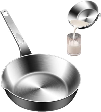 Kleine eierpan - Mini koekenpan Omeletpan - Ontbijt Koken - Gelijkmatige warmteverdeling - Compact - Zilver