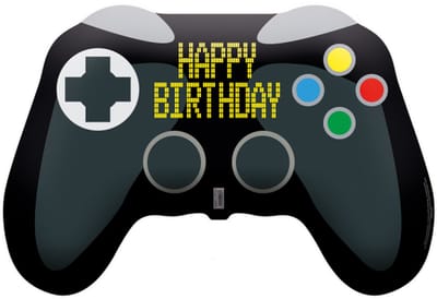 Folieballon XL Game Controler Happy Birthday, ongevuld