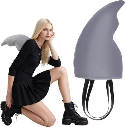 Visvin kostuumaccessoires set voor strandfeesten, cosplay en verkleedpartijen, grappige opblaasbare vinnen in grijs