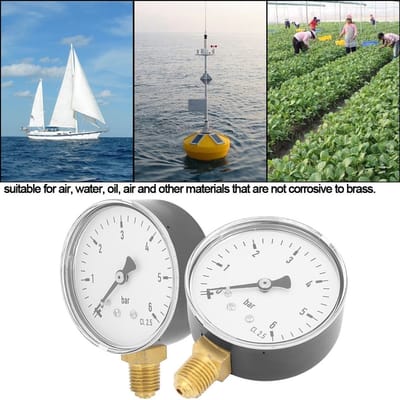 Dailygoods- Drukmeter 0-6 bar - Manometer - 1/4" NPT Aansluiting - Metalen Behuizing - Schokbestendig - Duidelijke Schaal - Drukmeter Voor Hydraulische Systemen