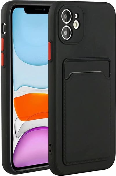 Telefoonhoesje Geschikt voor: iPhone 11 Pro Max siliconen Pasjehouder hoesje - Zwart