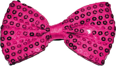 Funny Fashion Carnaval verkleed vlinderstrikje met glitter pailletten - fuchsia roze - polyester - heren/dames