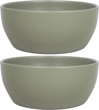 Floran Plantenpot - 2x - schaal - groen - mat keramiek - 22 x 9 cm - plantenpotten binnen