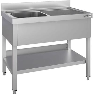 GGM Gastro Spültisch ECO - 1000x600mm - mit Grundboden - mit 1 Becken links Zilver