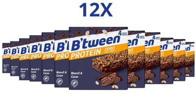 B'tween Protein Zero Muesli & Cacao - Tussendoortje - Notenreep - 12 doosjes à 4 x 25g