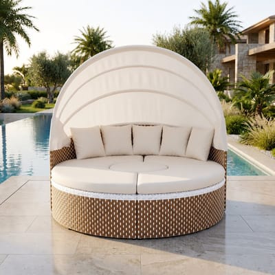 Luxe Uitschuifbare Slaapbank – Beige – Industrohome