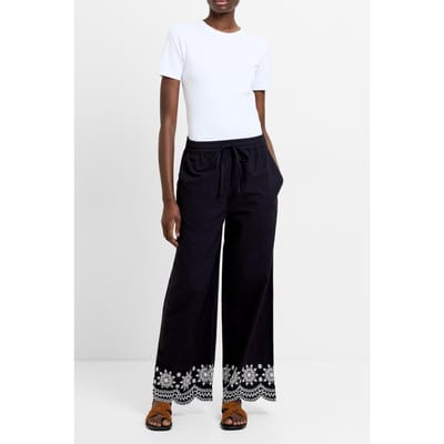 French Connection Emb Hem Cotton Trouser Black Taglia: XS | Pantaloni Outlet | Donna | Nero