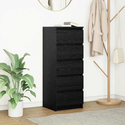 vidaXL - Dressoir - met - lades - 37,5x35x99 - cm - spaanplaat - zwart - eikenkleurig
