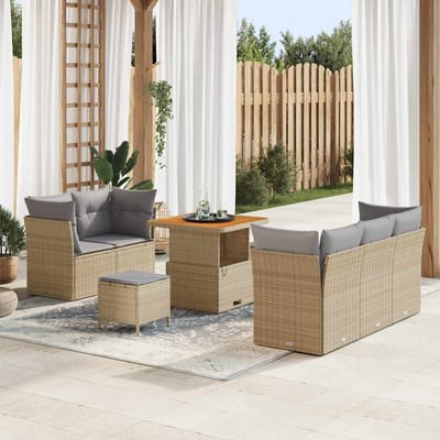 vidaXL - Tuinbank - Set - 8 - st - 5-Aantal - zitplaatsen - Beige - en - Lichtgrijs