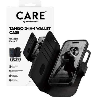 CARE by PanzerGlass Tango 2 in 1 Wallet Case geschikt voor MagSafe geschikt voor iPhone 17 - Black