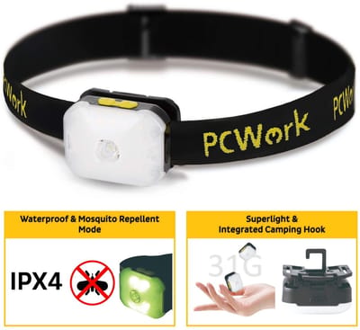 PCW12B LED Outdoor Hoofdlamp Oplaadbaar 200 Lumen USB C IPX4