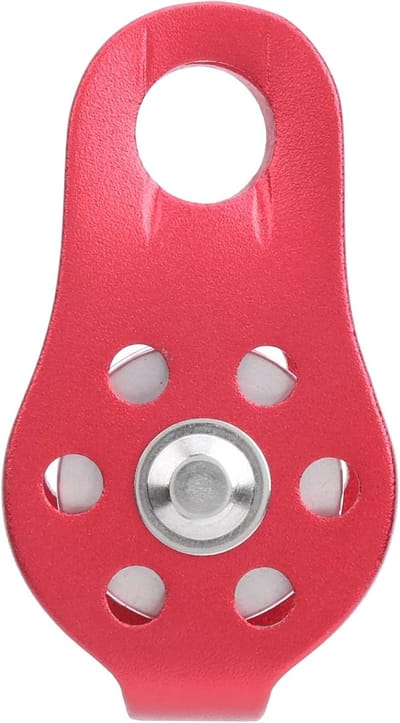 Klimkatrol Vaste Zij - Luchtwerk Katrol - Rotsklimmen Bergbeklimmen - Hoge Sterkte Lichtgewicht - 20KN 2000kg - Rood