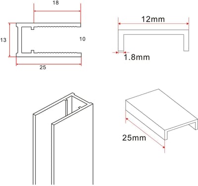 Wiesbaden Slim Profielset met Stabilisatiestang 120 cm - Gunmetal