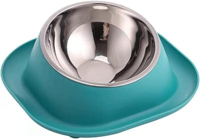 Verhoogde Voerbak - Dubbele Voerbak - Comfortabel Eten - 15 Graden Kanteling - 2x 380ml - Mintgroen