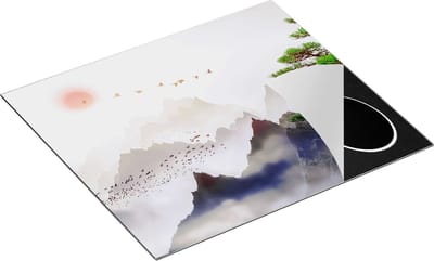 Chefcare Inductie Beschermer Bergenlandschap met een Boom - Abstract - 60x50 cm - Afdekplaat Inductie - Kookplaat Beschermer - Inductie Mat